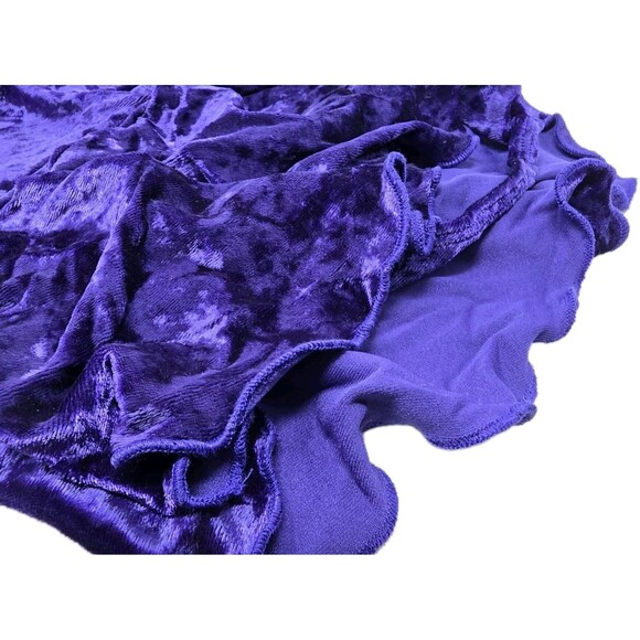 Gilda Marx XS Crushed Velvet High Neck Keyhole LS Skirt Leotard Dress Purple Y/J - Picture 9 of 16